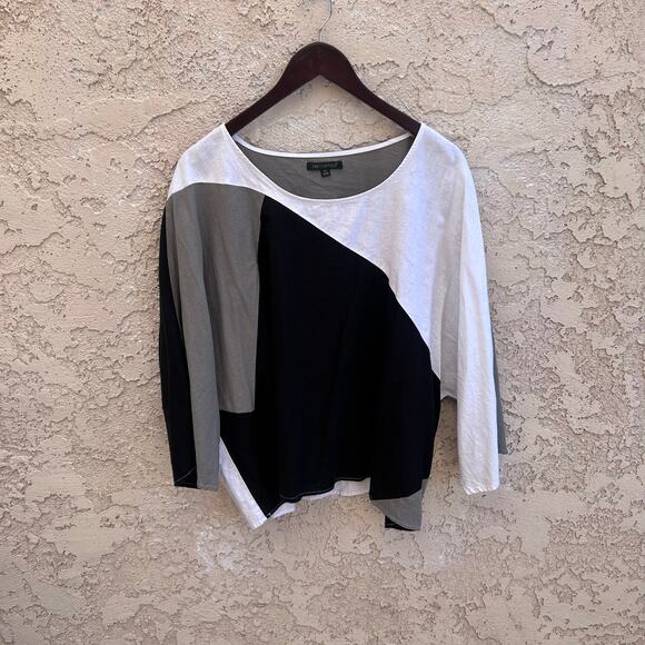 For Cynthia Colorblock Top & Skirt Set Black Gray White Artsy XL - Picture 2 of 7